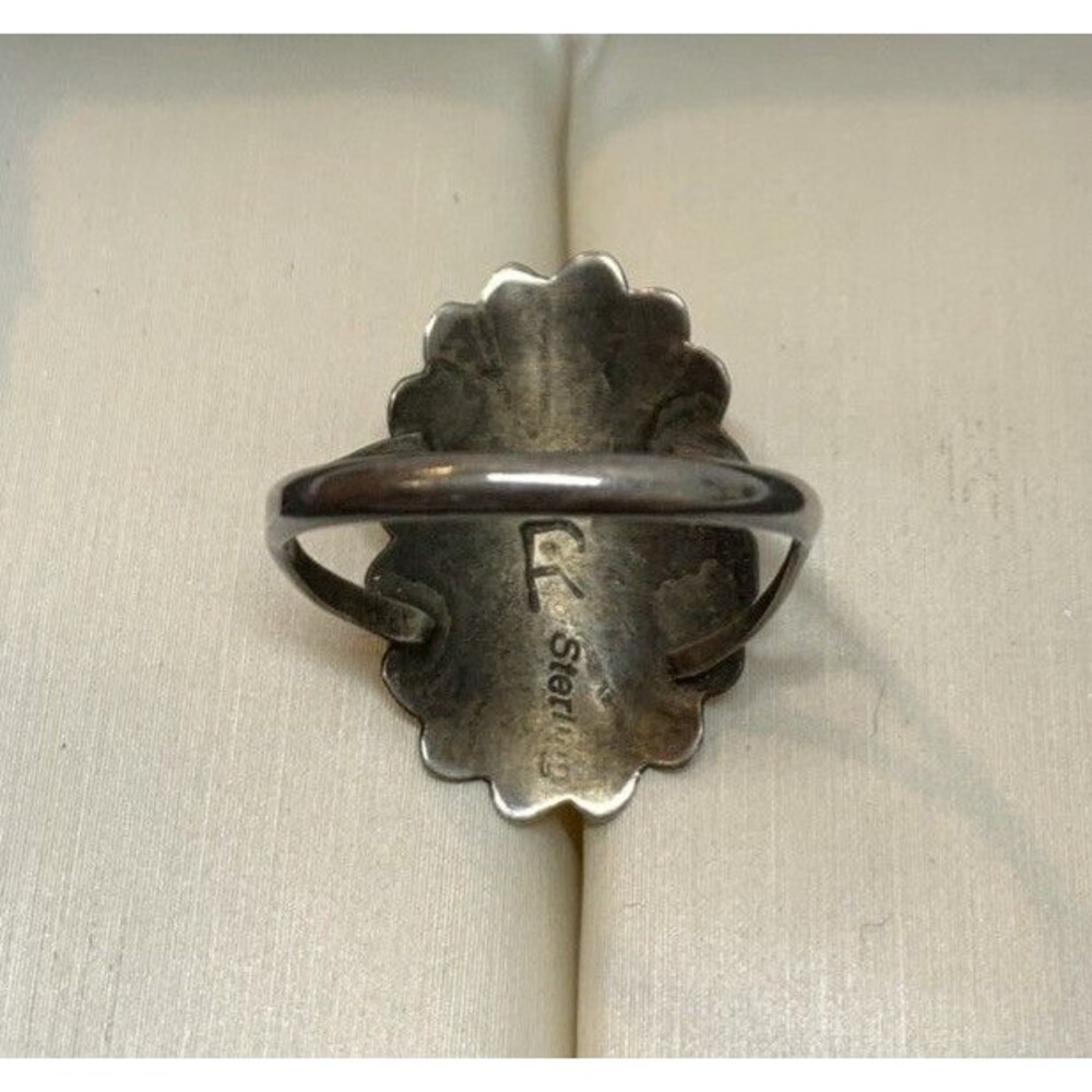 Vintage Navajo Concho Flower Turquoise Sterling Silver Ring Boho Size 7 - Picture 3 of 4